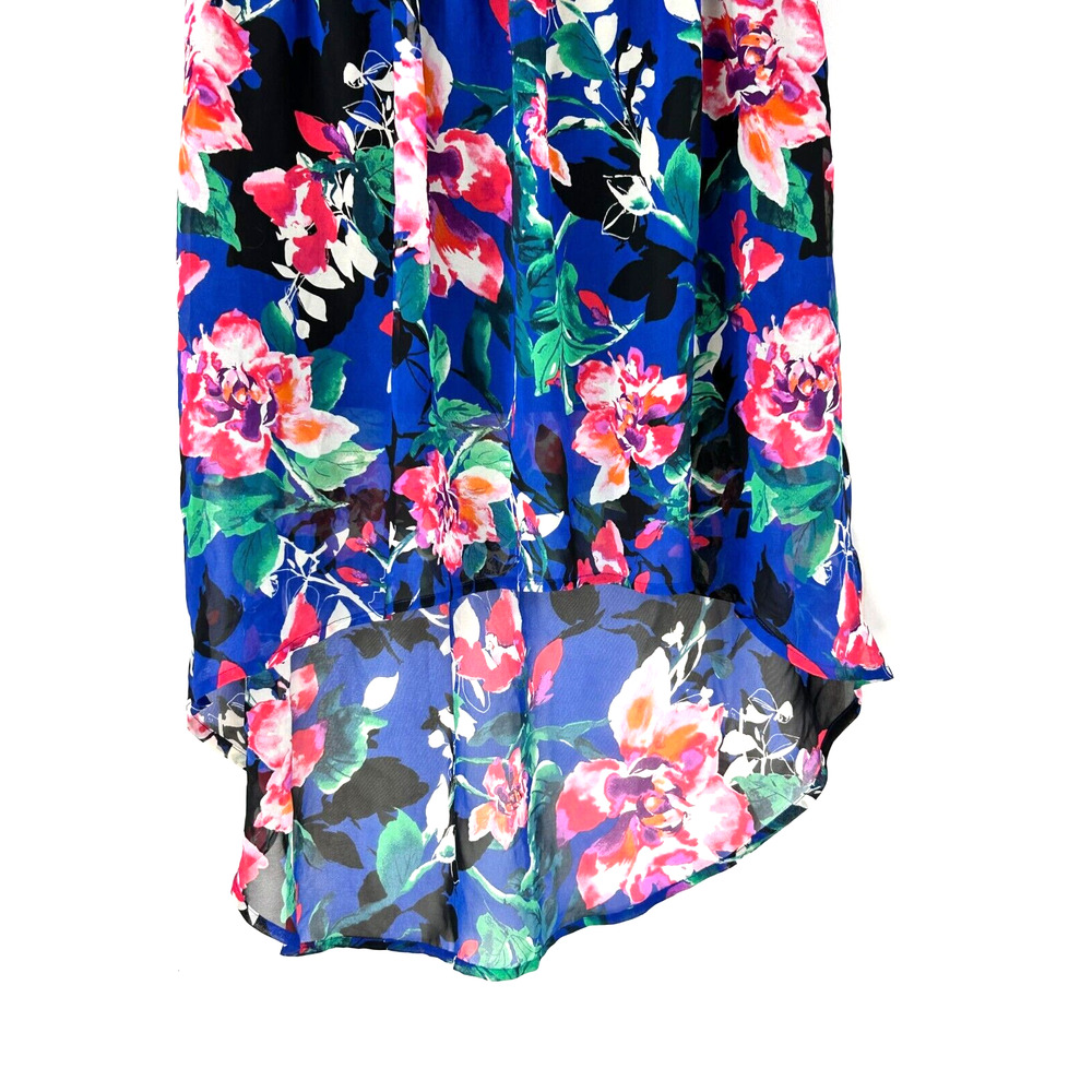 Forever 21 Skirt Womens Medium Blue Floral Print Pleated Long Back Side Zip - Picture 6 of 11